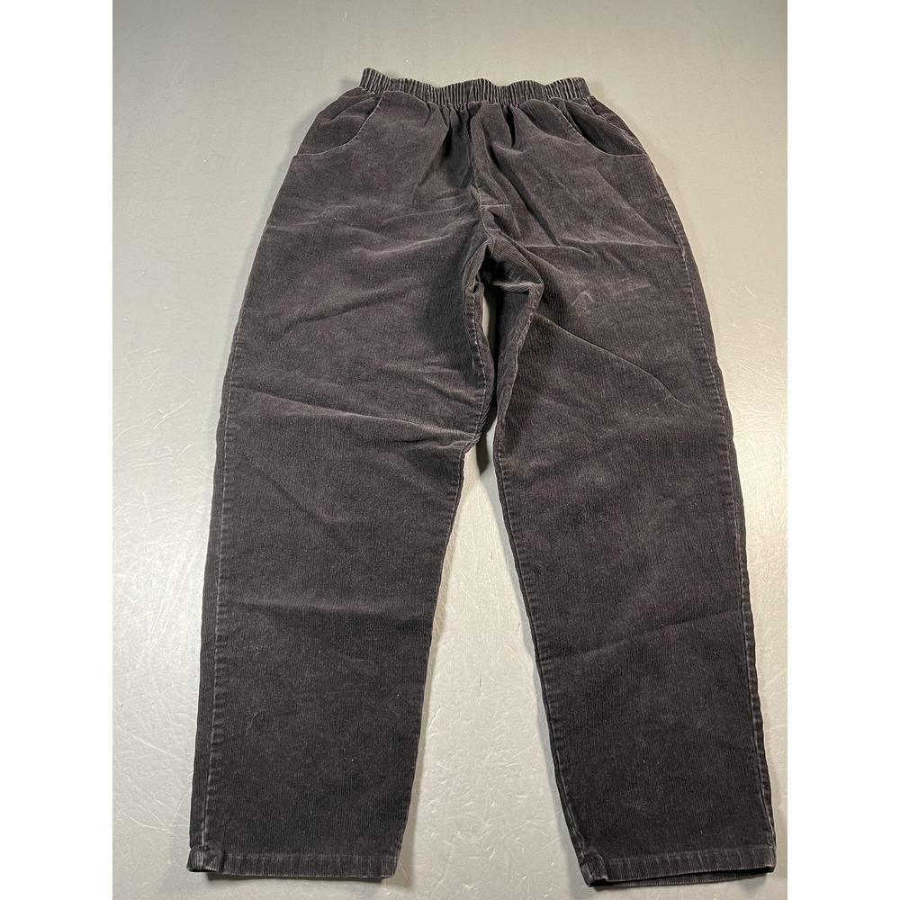 Bobbie Brooks barrel wide Corduroy Pant Womens 15 Black Elastic Waist Made USA